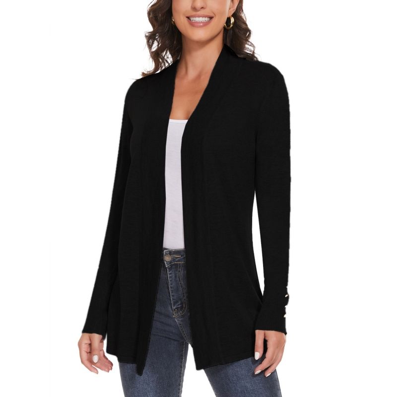 MOSS ROSE - Chaqueta cárdigan de manga larga para mujer con punto abotonado