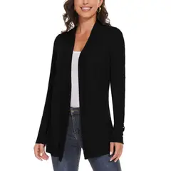 MOSS ROSE - Chaqueta cárdigan de manga larga para mujer con punto abotonado