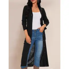 MOSS ROSE - Cárdigan casual de lana para mujer con cuello en V y botones largos