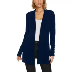 MOSS ROSE - Chaqueta cárdigan de manga larga para mujer con punto abotonado