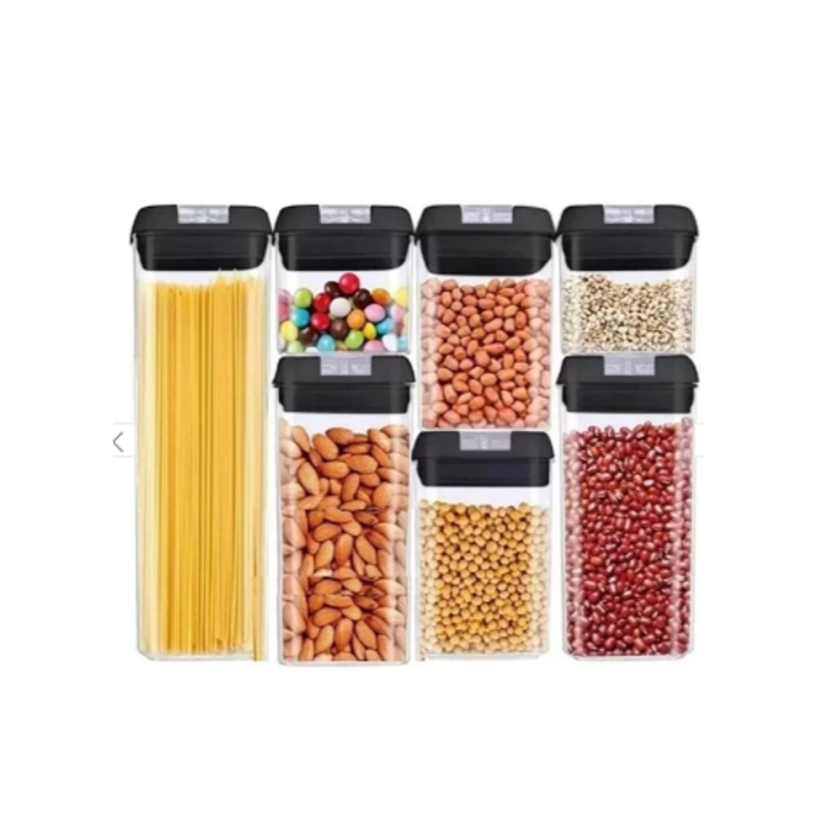 GENERICO - Set 7 Contenedores Herméticos Para Cocina Tapa Negra
