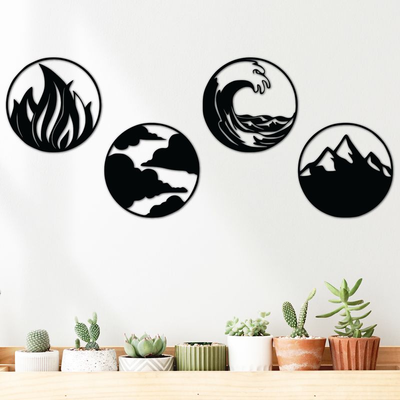 ELAB PROPIA - Set 4 Cuadros Elementos de la Naturaleza 30cm c.u. Madera Fun Republic
