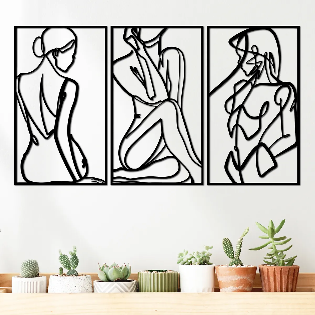 ELAB PROPIA - Set 3 Cuadros Decorativos Mujer 40x25 c.u. - Madera Fun Republic