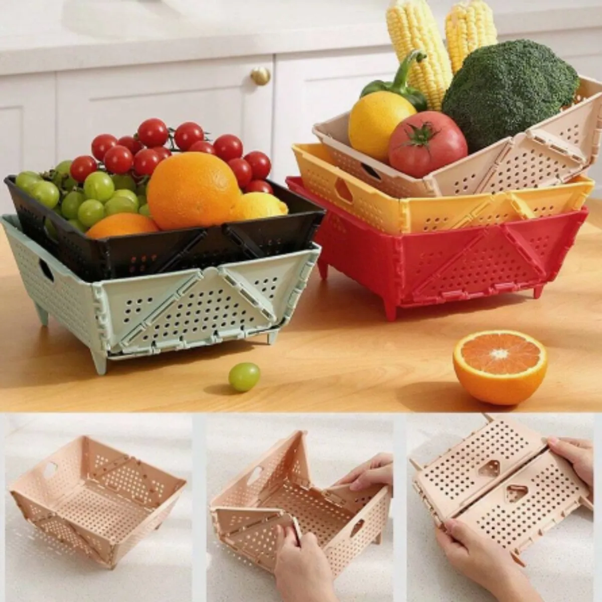 OEM - Colador Cesta De Almacenamiento Plegable Para Frutas Y Verduras