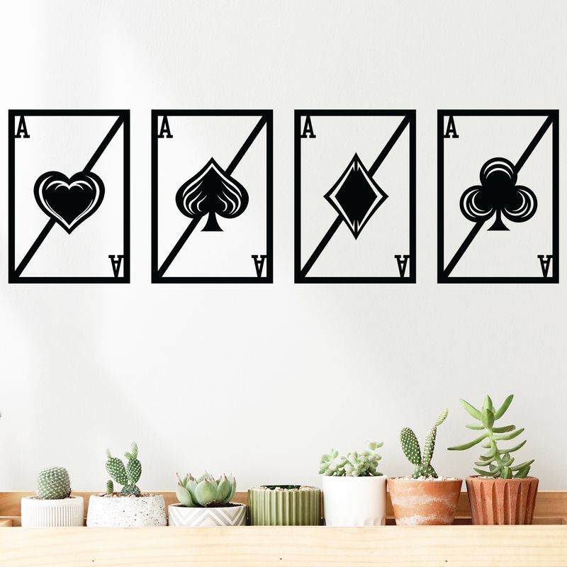 ELAB PROPIA - Set 4 Cuadros Modernos Cuatro Ases 30x21cm c.u. - Madera Fun Republic