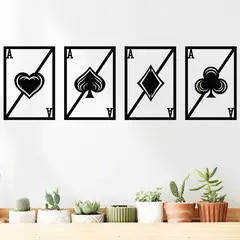ELAB PROPIA - Set 4 Cuadros Modernos Cuatro Ases 30x21cm c.u. - Madera Fun Republic