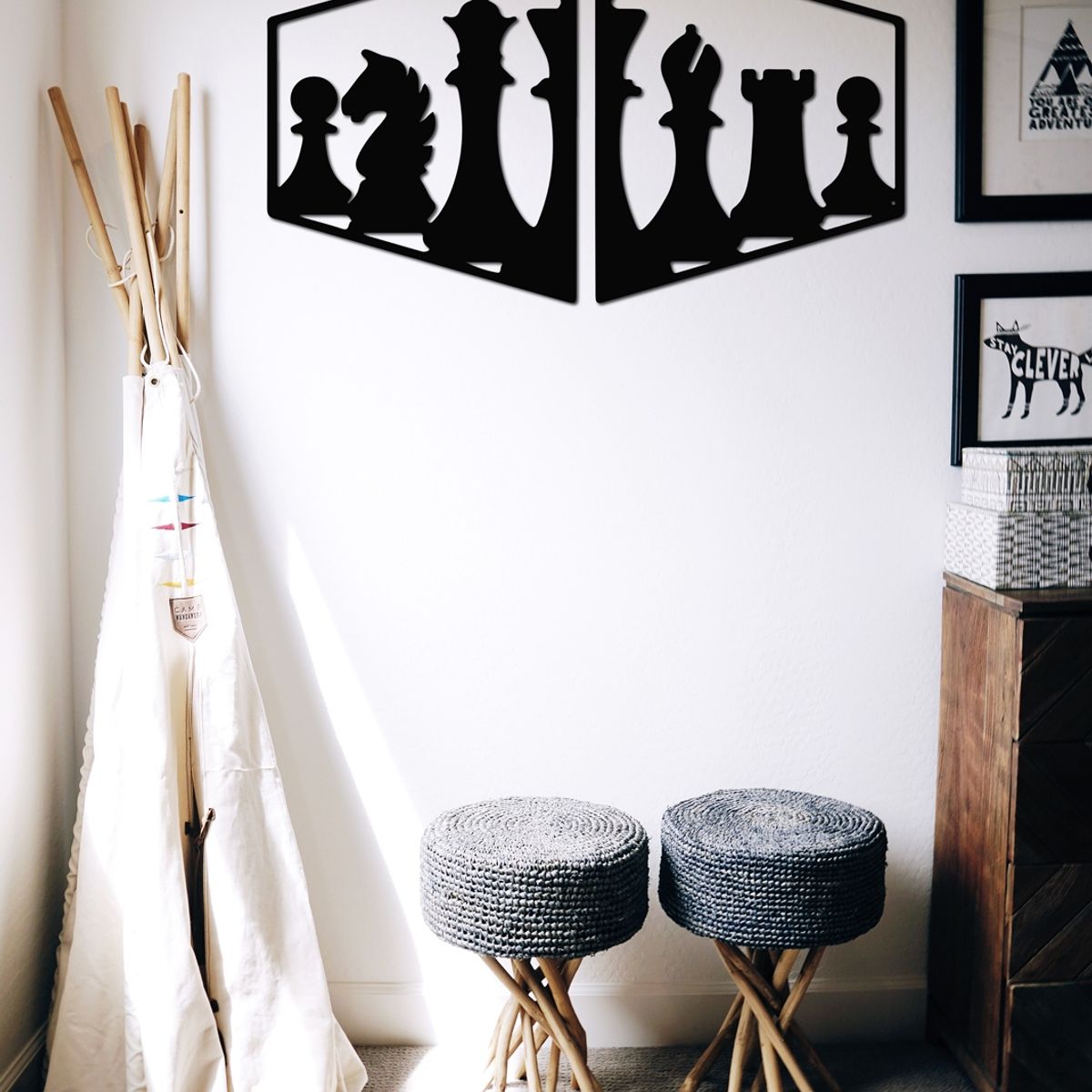 ELAB PROPIA - Set 2 Cuadros Ajedrez 48x40cm c.u. - Madera Fun Republic