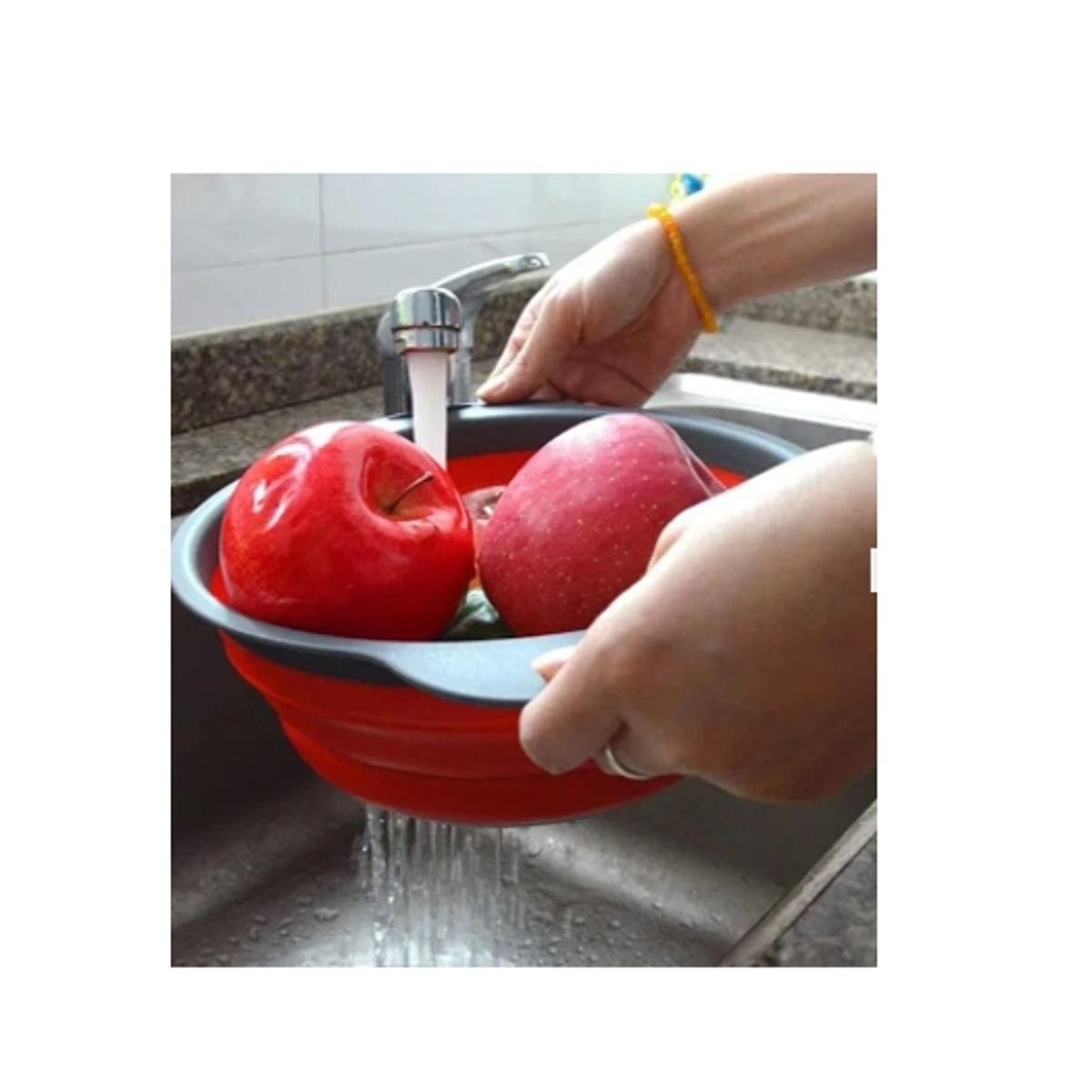 GENERICO - Colador Plegable De Silicona Colador Fideo Coladores Cocina Naranja