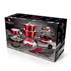 BERLINGER HAUS - SET DE BATERIA 24 PIEZAS LINEA GOURMET PREMIUM COLOR ROJO
