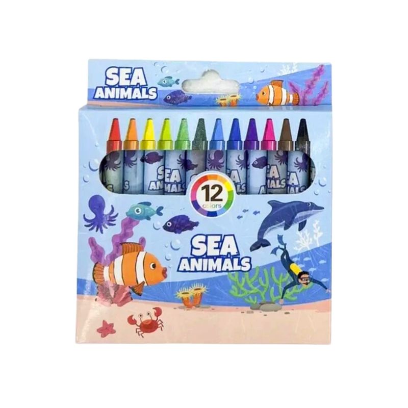 GENERICO - Crayolas Set Celeste 12 PCS Para Dibujar Niños