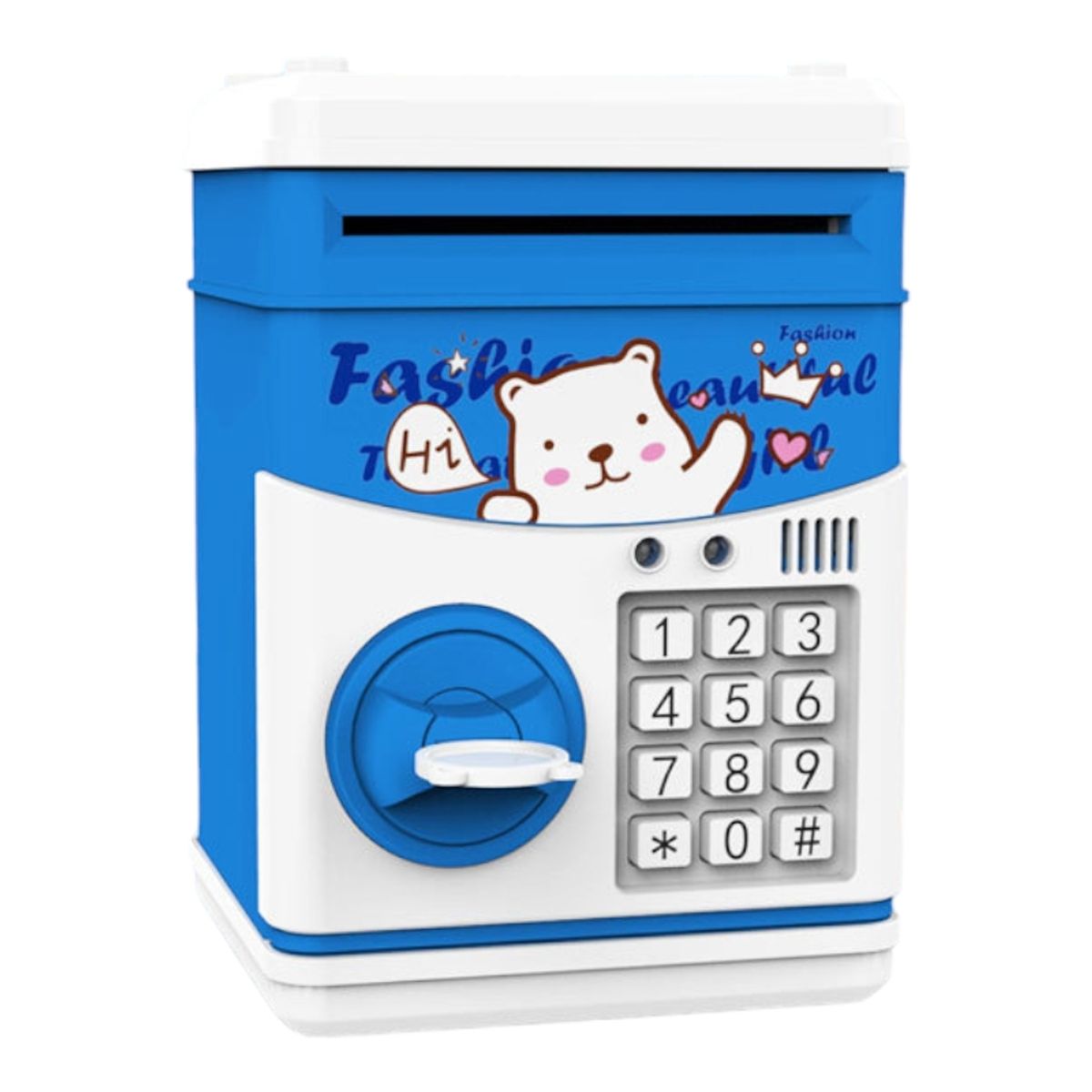 CRUSEC - Alcancia Banco Cajero De Ahorros Caja Fuerte Musical Niños Azul