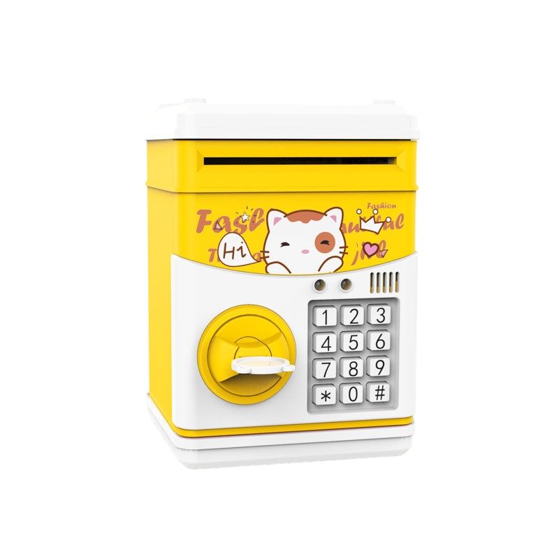 CRUSEC - Alcancia Banco Cajero De Ahorros Caja Fuerte Musical Niños Amarillo