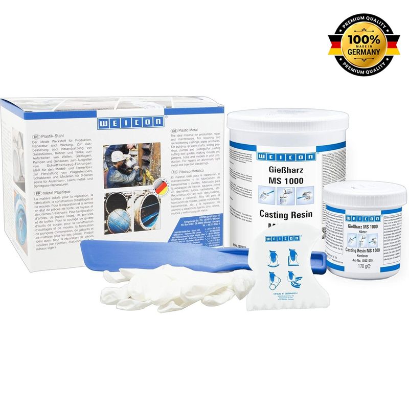 WEICON - Resina Epoxi Transparente 1 Kg Para Fibra De Vidrio Pega y Sella