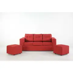 JDO & DESIGN - Sofá New Niza 3 Cuerpos + 2 Pouf Tela Terracota