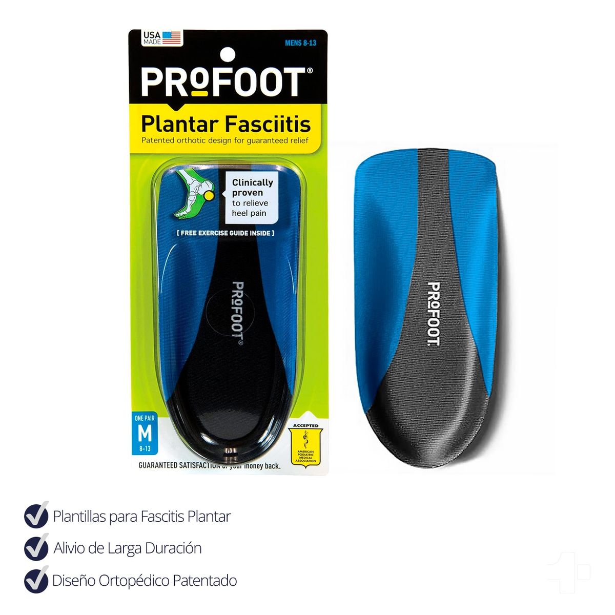 PROFOOT - Plantillas Ortopédicas Recortable para Fascitis Plantar 33 a 43 cm Profoot