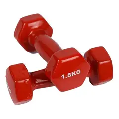 SANTU HOME & DECO - Par Mancuernas Hexagonales 1.5 kg Rojas