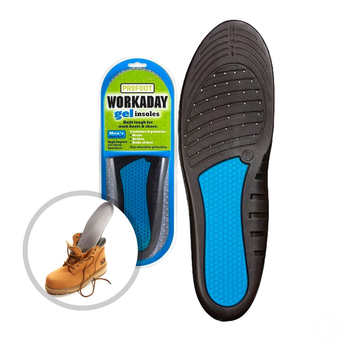 PROFOOT - Plantillas Ortopedicas De Gel para Zapatos Ideal para Trabajo de Alto Impacto 38 a 44 cm