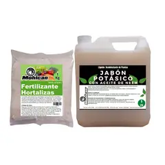 MOHICAN - PROMO JABÓN POTÁSICO ACEITE NEEM 5LTS + FERTI HORTALIZAS 1KG