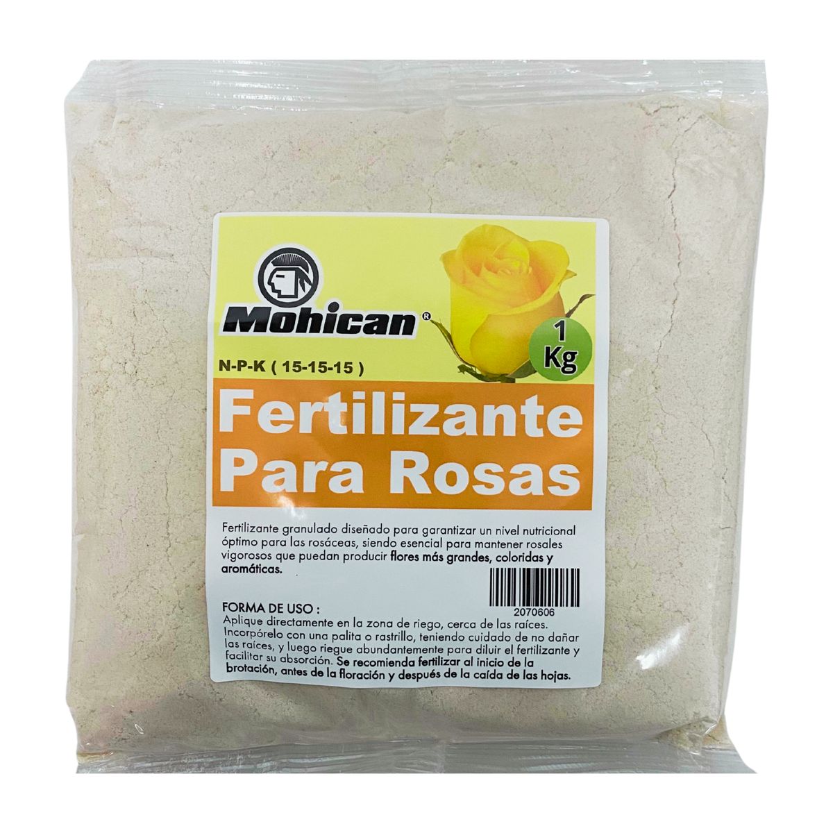 MOHICAN - FERTILIZANTE PARA ROSAS N-P-K (15-15-15) 1 KG MOHICAN