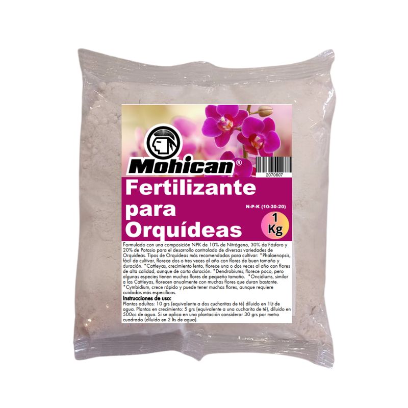 MOHICAN - FERTILIZANTE PARA ORQUIDEAS N-P-K (10-30-20) 1 KG MOHICAN