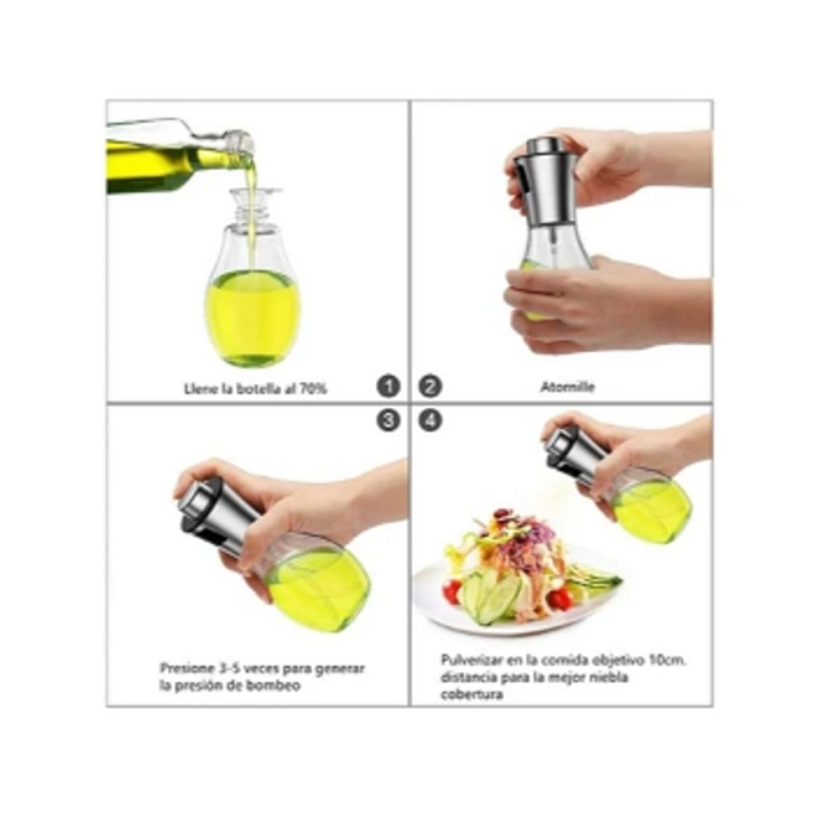 GENERICO - Botella De Vidrio Dispensador Spray Aceite Vinagre 200ml