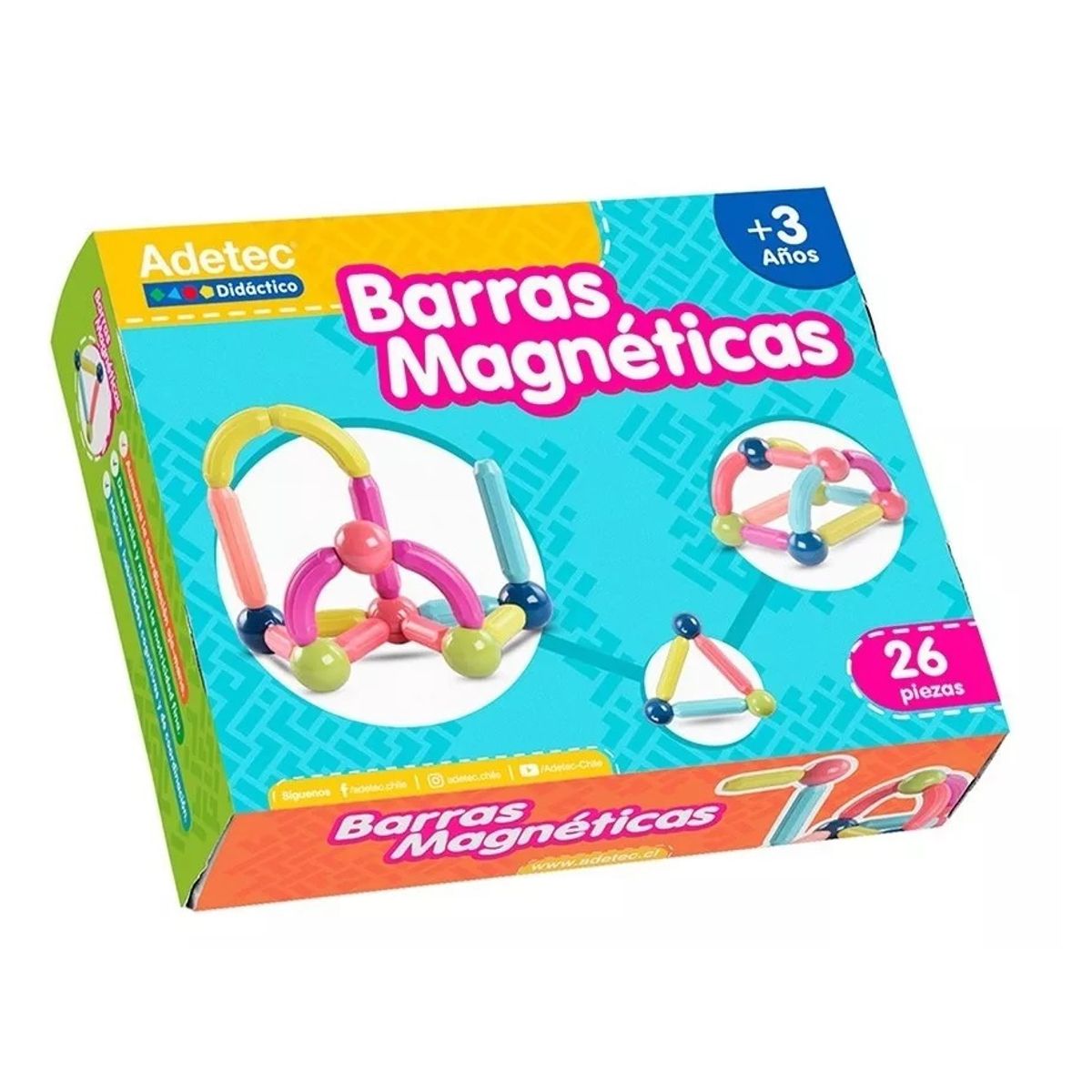 ADETEC - Barras Magnéticas Didácticas Con Esferas 26 Pz Adetec