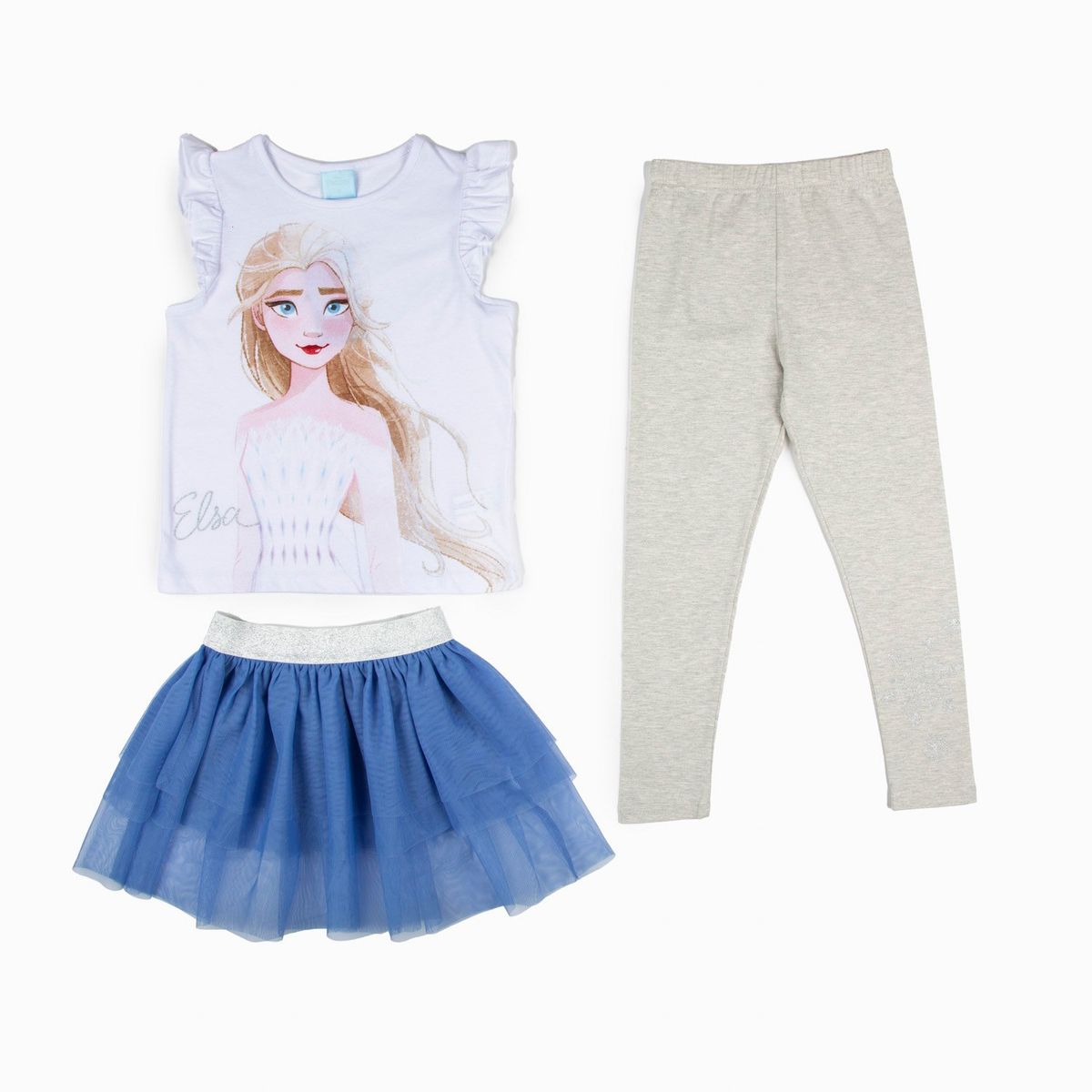 DISNEY - Conjunto Niña Elsa Tull Blanco Disney