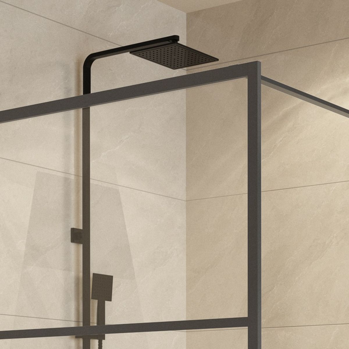 DUSCHY - MAMPARA FIJA SERIGRAFIADA MATTE BLACK 1000X1900 6mm EAS