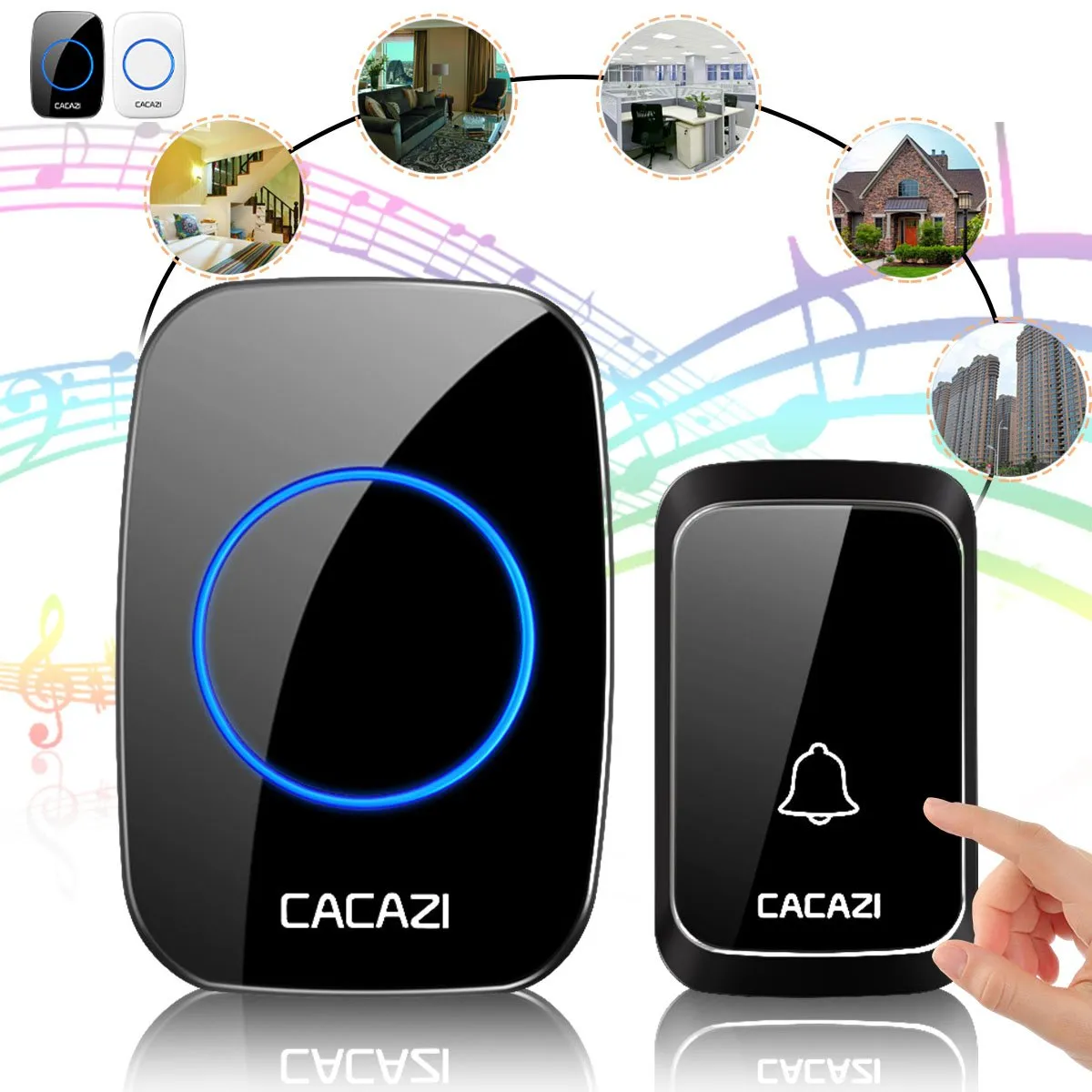 EDWINAYY - Timbre Inalámbrico Impermeable Exterior Portátil Puertas