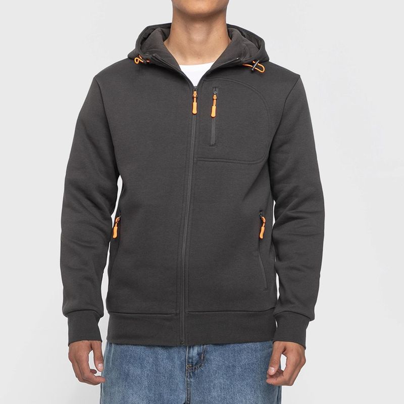 PENTAGON - Poleron Hombre con Cierre Algodon Standard Butter + Capucha - Gris