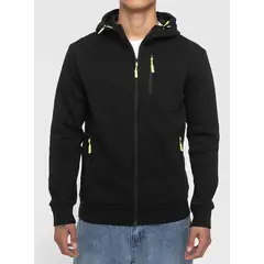 STANDARD - Poleron Hombre con Cierre Algodon Butter + Capucha - Negro