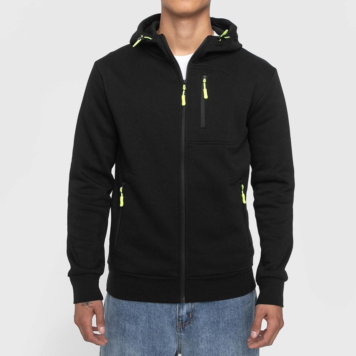 STANDARD - Poleron Hombre con Cierre Algodon Standard Butter + Capucha - Negro