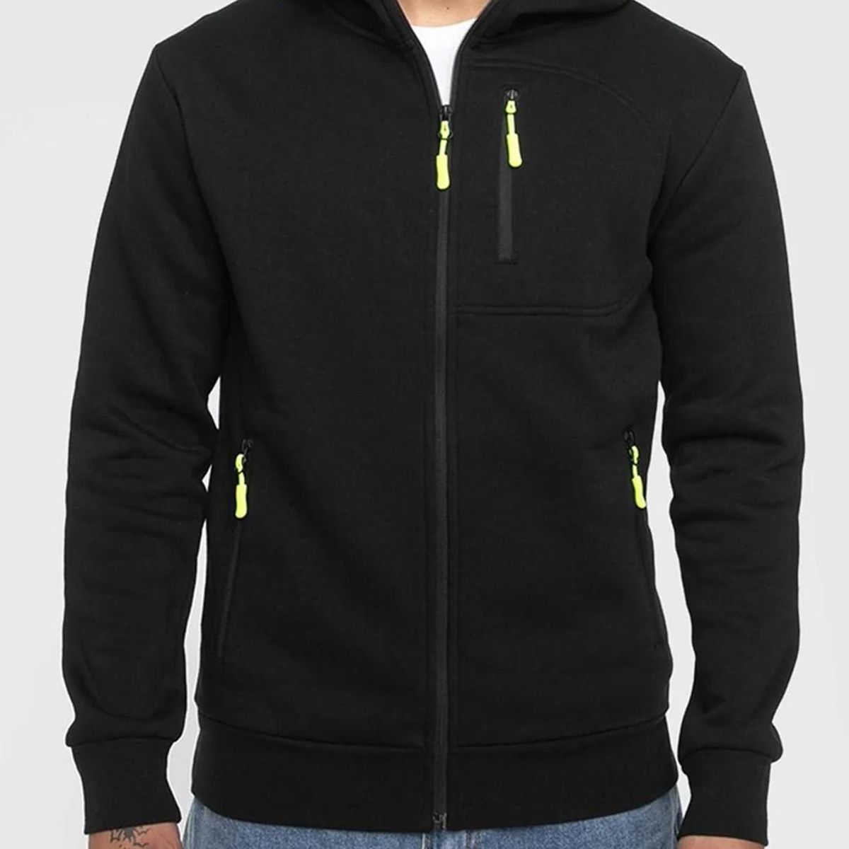 STANDARD - Poleron Hombre con Cierre Algodon Standard Butter + Capucha - Negro