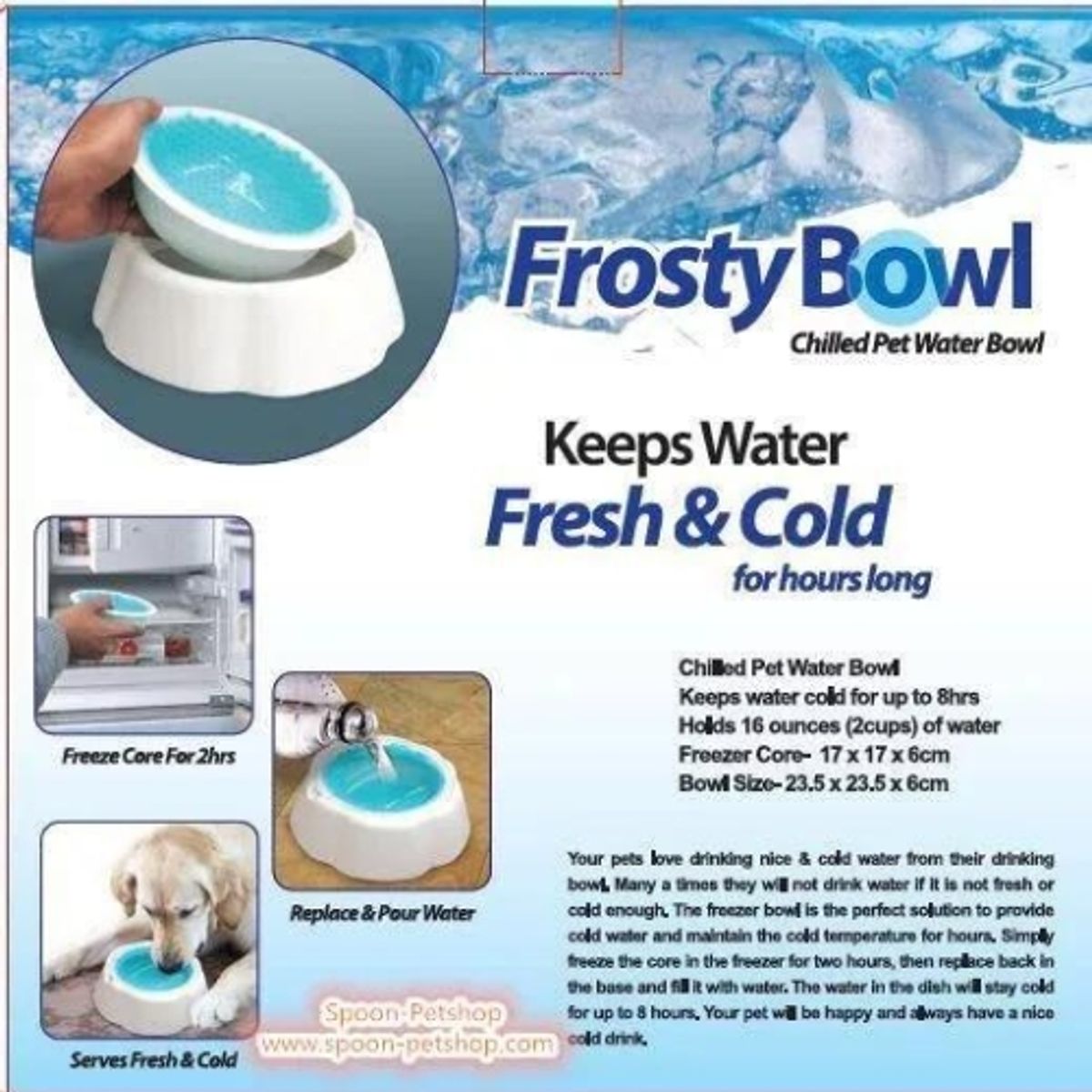 GENERICO - PLATO BEBEDERO QUE CONSERVA EL AGUA HELADA POR HORAS FROSTY BOWL