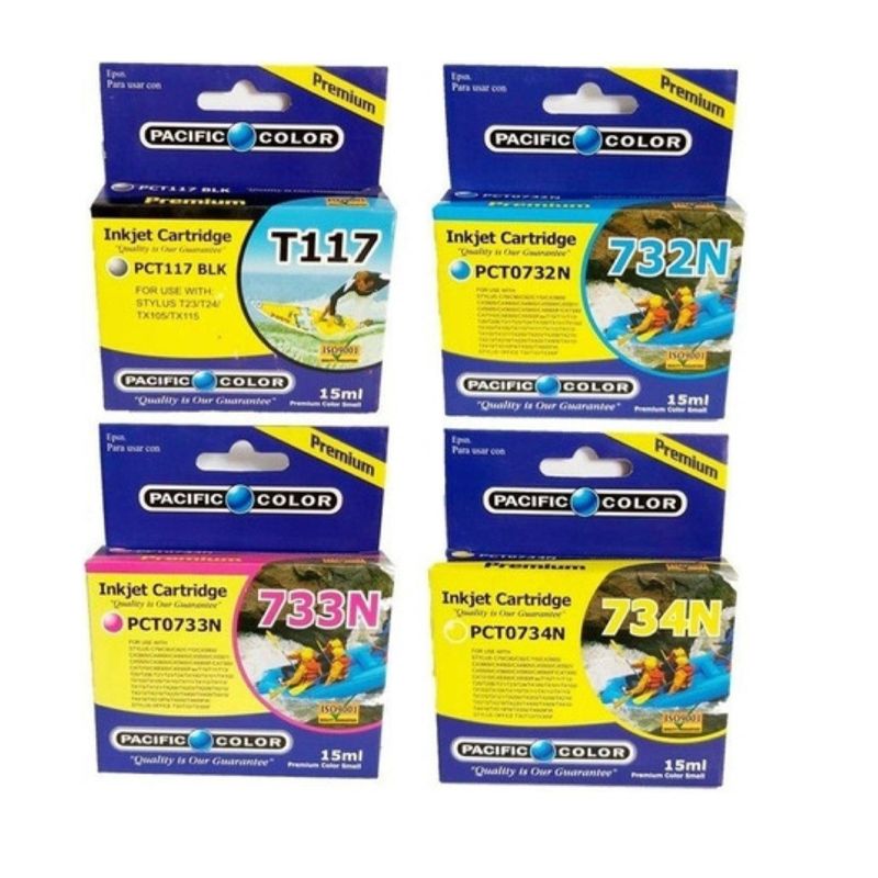 GENERICO - Pack 4 Cartuchos Tintas Alternativos 117 73N para epson T23 Tx105 115