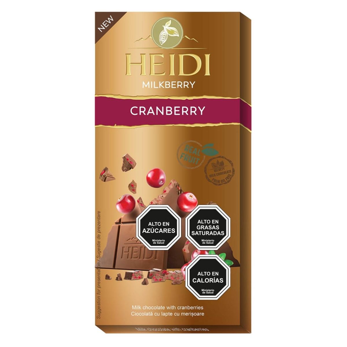 HEIDI - Pack 6 Tabletas De Chocolate Heidi Milkberry Cranberry 80g