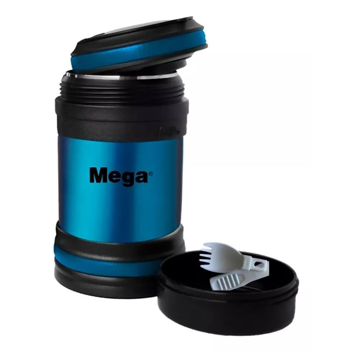 MEGA - Termo de Comida Mega Maxx Azul 600 Ml (6 Horas Caliente) con Tenedor