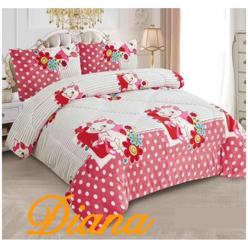 GENERICO - COBERTOR DE NIÑA 1.5 PLAZA PLUSH CON CHIPORRO ROSA GATITA BLANCA DIANA