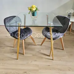 CORI CORI - Juegoo de Comedor Gold 80x80 + 2 Sillas Mariposas Velvet Gris
