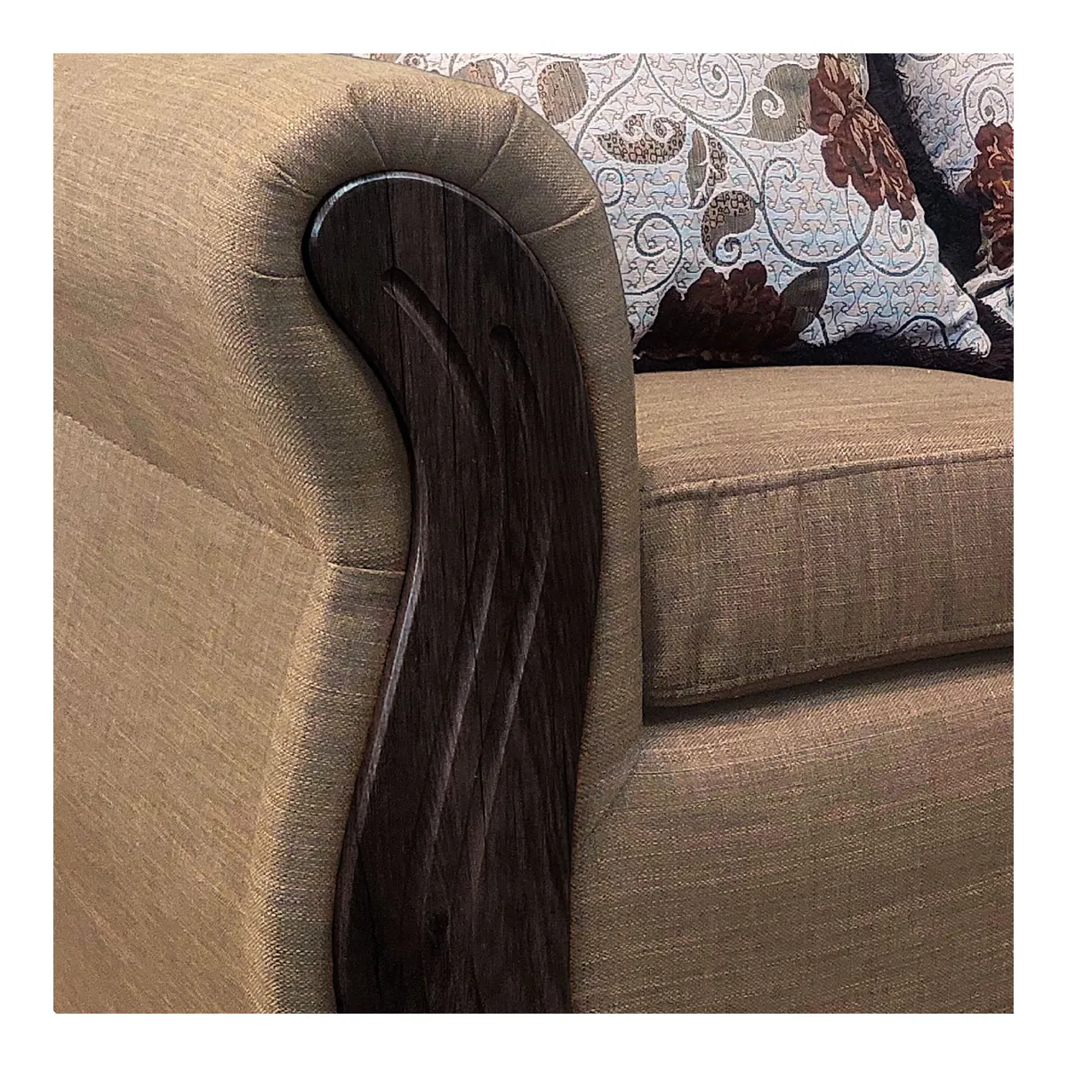 AMERICA DECORA - Living Con Resorte Estructural 5 Cuerpos 3+1+1 Eleonor Liso Color Café Claro