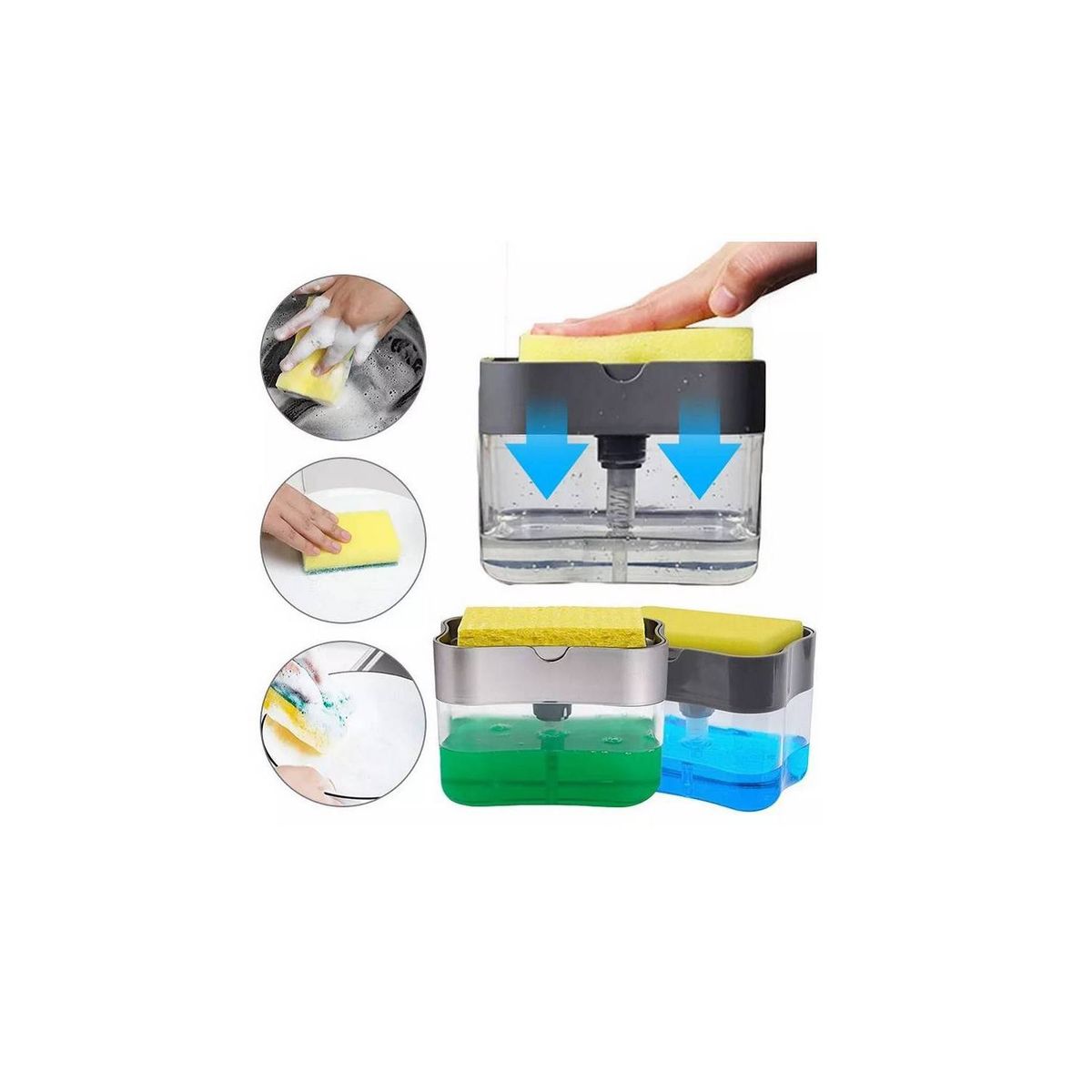 GENERICO - Dispensador De Lavalozas Detergente Manual Con Esponja