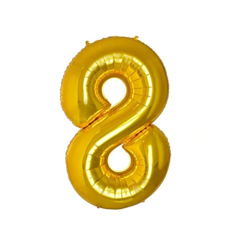 GENERICO - Globo Metalizado Numero "8" Dorado 16 pulgadas
