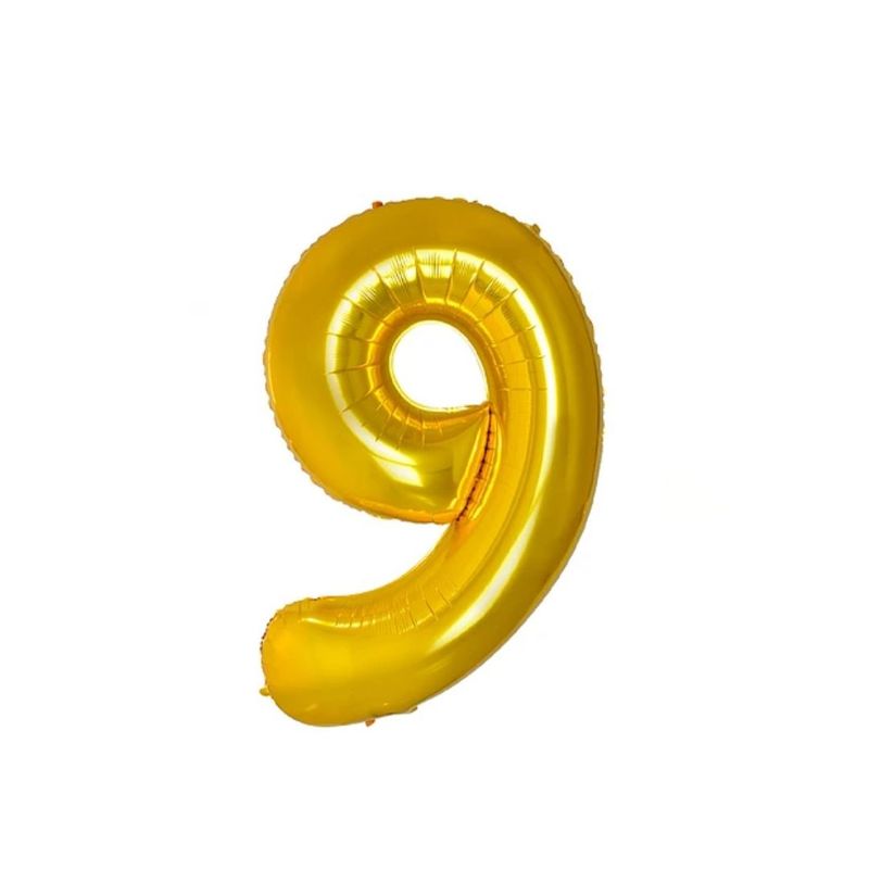 GENERICO - Globo Metalizado Numero "9" Dorado 16 pulgadas