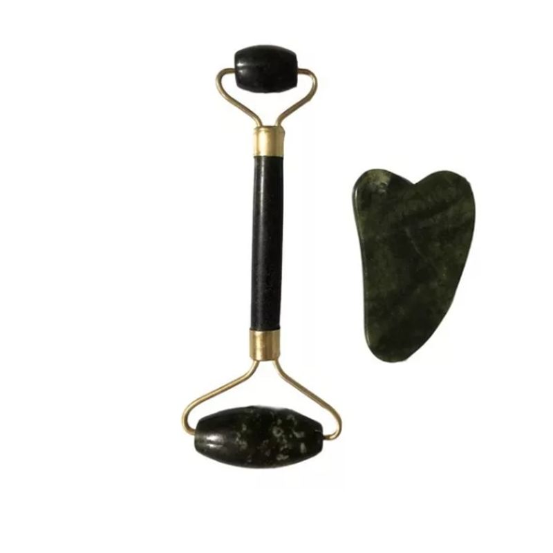 GENERICO - Rodillo Jade Masajeador Facial Piedra Guasha Verde