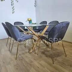 GENERICO - Comedor Medlock 140X90 y 6 sillas Beetle Gris