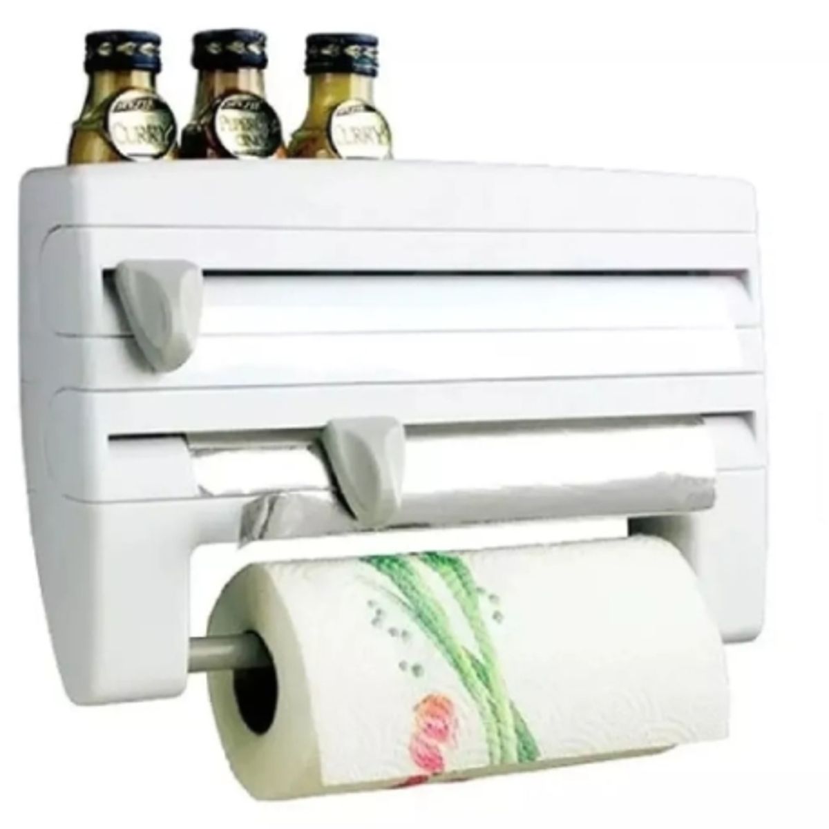 GENERICO - Dispensador Cocina Soporte 4 En1 Rollo Papel Nova Film Alusa