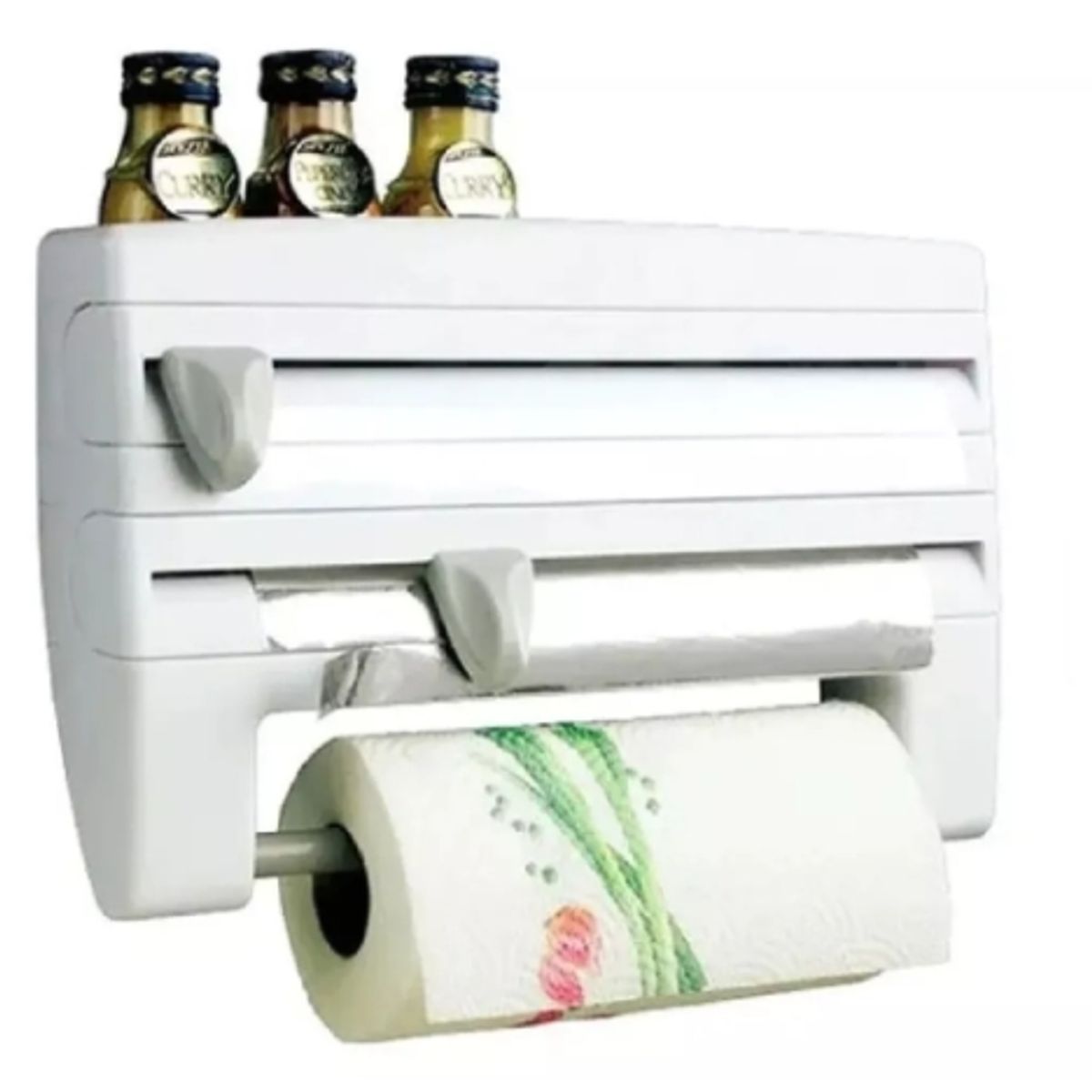 GENERICO - Dispensador Cocina Soporte 4 En1 Rollo Papel Nova Film Alusa