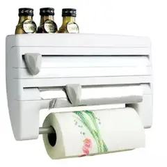 GENERICO - Dispensador Cocina Soporte 4 En1 Rollo Papel Nova Film Alusa