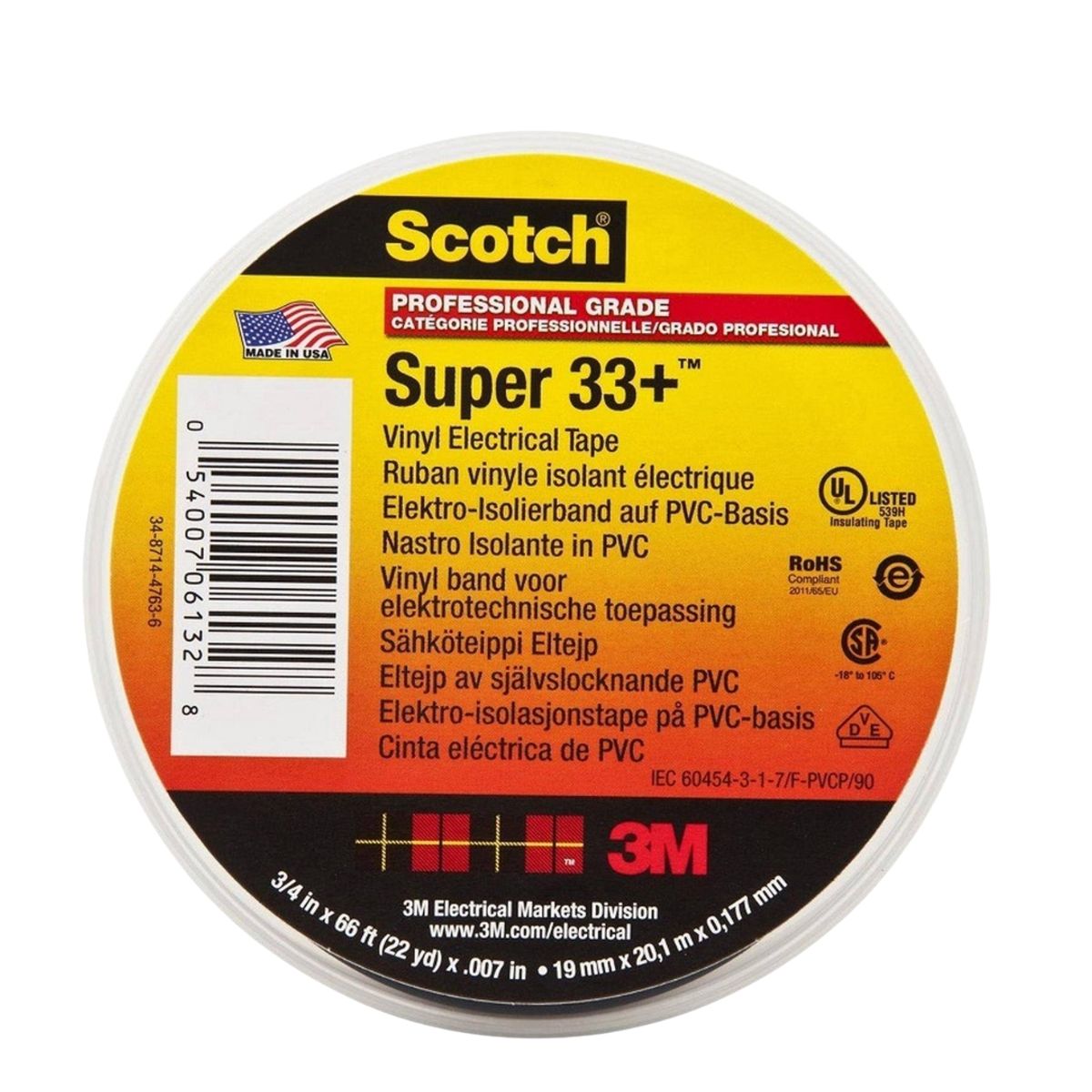 3M - Cinta Aisladora Negra 3m Huincha Aisladora 19mmx202m