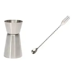 GENERICO - Set Coctel Jigger Metric Cuchara Tridente Bar